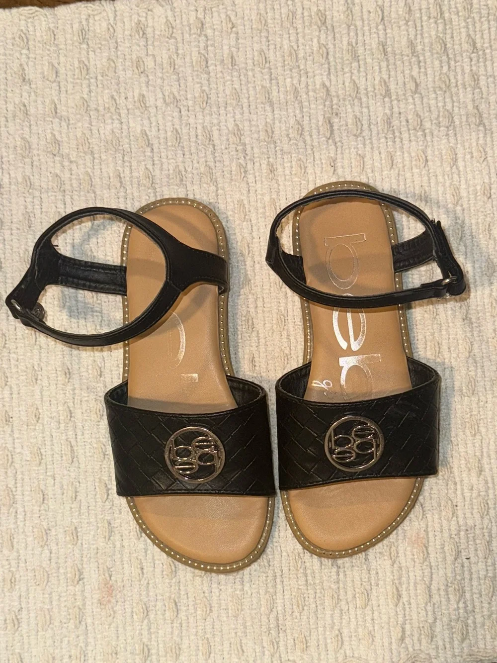 Bebe Black Logo Strap Sandals & Lilac Thee Bron Sandals